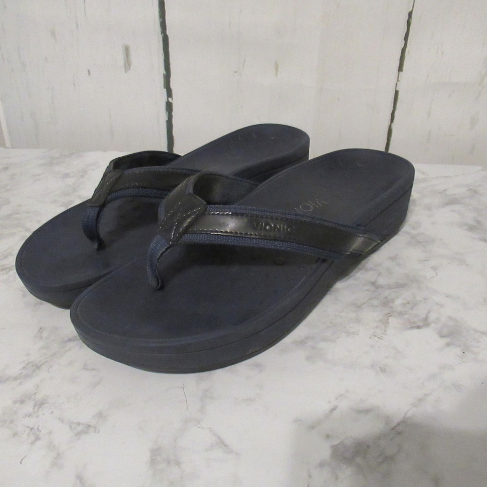 Vionic Flip Flops 8 EU 39 High Tide Blue Thong Slip On Comfort Platform Slides